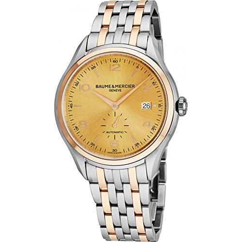 Baume & Mercier Clifton Mens Two Tone Automatic Watch - 41mm Analog Rose Gold Face Swiss Luxury Dress Watch for Men 10352