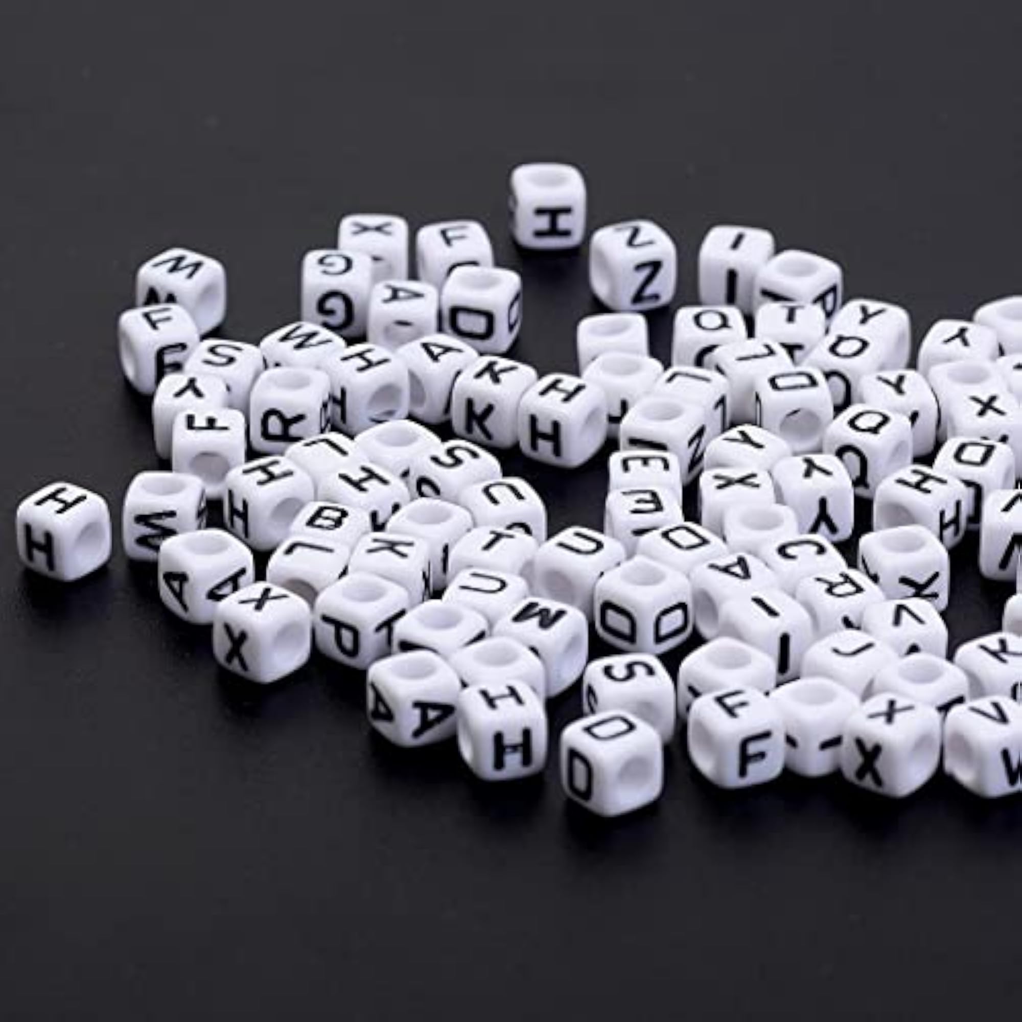 Mix Square Acrylic Alphabet Beads for DIY Crafts, 200 Pieces