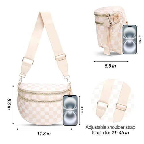 Image of Checkered Crossbody Bag, Bum Bags for Women Crossbody,Spacious Sling Bag Purse Fanny Packs with Shoulder Strap
