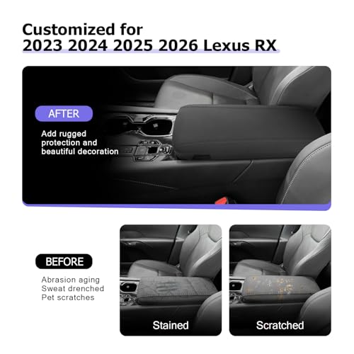 LUWU [Update] 2026 RX350/RX450/RX500h Center Console Cover Compatible with 2023 2024 2025 2026 Lexsu RX350/RX450/RX500h Accessories Armrest Console Cover Armrest Covers Silicone Material (Black) by LUWU - Used condition - Image 3