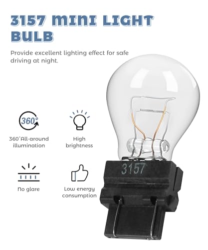 UNLRAE 10 Pcs Brake Light Bulb,Car Accessories 3157 Long Life Miniature Bulbs Automotive Brake Lamp Turn Signal Lamp,Mini Miniature Turn Signal Bulb Replacement,Universal Fit for Most Cars