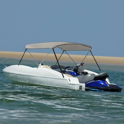 Gecheer Tendalino Bimini a 2 Archi, Protezione Solare e Antipioggia, 150x120x110 cm, Poliestere 600D con Rivestimento PU e Telaio in Alluminio, per Barca a Motore e Imbarcazioni da Diporto