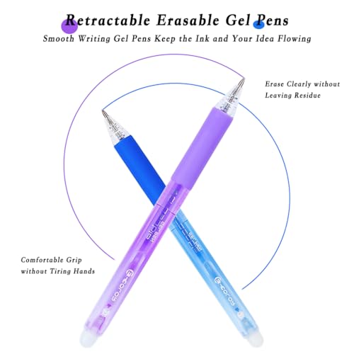ArvezVoy 36Pcs Colored Erasable Gel Pens, Click Fine Point 0.7 mm, Quick-Drying, Make Mistakes Disappear，Retractable Comfort Grip Writing Pens