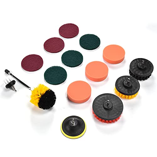 Riuulity Kit de Cepillo de Taladro Eléctrico, 16 Uds., Cepillos de Limpieza Potentes para Limpieza de Paredes del Hogar, Adecuado para Todas las Superficies