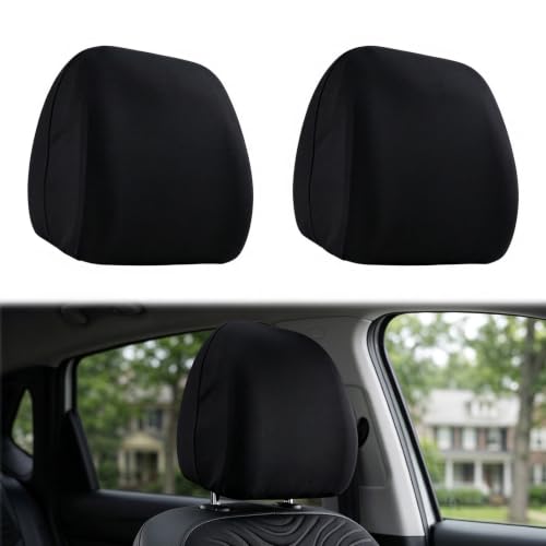 BFXM 2Pcs Car Seat Headrest Cover Black Flexible Car Headrest Covers