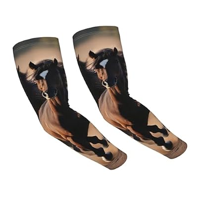 YQxwJL Running Horses Print Sun Protection Arm Sleeves For Men Women, Cooling Sports Compression Sleeve, Tattoo Sleeves