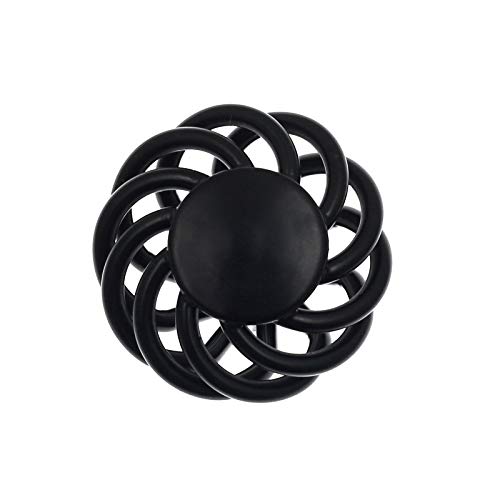 Bokwin 6Pcs Birdcage Round Cabinet Knob, 1.3" X 1.5"(D X H) Iron Round Flat Metal Knob For Drawer Dresser Wardrobe With Mounting Screws (Dark Black) #TOP6
