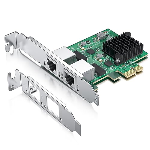 HCX GO Dual Port 1000Base-T (1Gbps) Server Grade Network Card, IEEE 802.3 Compliant Dual Ethernet Interface, PCIe x1 NIC, 82571EB Chipset, Compatible with Windows/Windows Server/Linux/Vmware Esxi