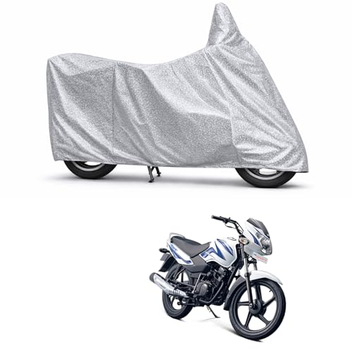 Image of 100% Waterproof Two Wheeler Body Cover Multi Layered Fabric Designed for TVS Sport ES | Belt Buckle Lock | Silver Mag
