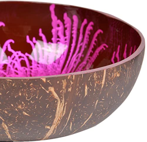 ChezMax Natural Coconut Bowl Mother of Pearl Inlaid Shell Bowls Key Bowl for Entryway Table Candy Container Nuts Holder Fruits & Dry Snack Storage Bowl Round Handcrafted Bowl for Decoration - Thumbnail 3