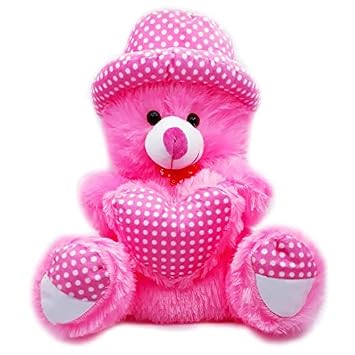 Cute Huggable Stuff Pink Cap Teddy Bear for Kids (30cm)