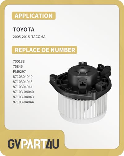 Image of Front Blower Motor 700188 for 2005-2015 Toyota Tacoma, 2005 2006 2007 2008 2009 2010 2011 2012 2013 2014 2015 Blower Motor Fan OE: 75846, PM9297, 87103-04040, 87103-04043, 87103-04044