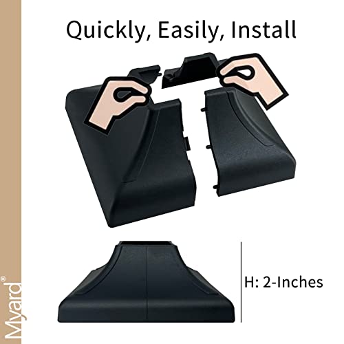 Myard Interlocking Post Cover Skirt Shoe for 1x1 Inch Post with 3.5x3.5 Inches Base Mounting Plate - Fast Install on Feet of Porch, Stair Handrail, Railing, Fence (1-Pack, Black) - Thumbnail 3