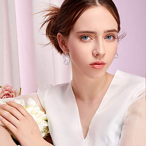 Winnicaca Heart Earrings For Women Sterling Silver Heart Dangle Drop Earrings Heart Sideways Layered Earrings Heart Jewely Gifts For Teens Girls Wife Girlfriend Birthday Anniversary #TOP4