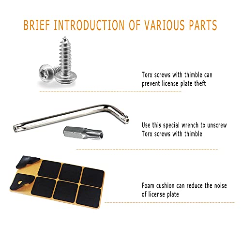 Anti Theft License Plate Screws, Tamper Resistant Licence Plate Kit, Rust Proof Stainless Steel Bolts Fasteners Kit For Cars Front Rear Frame Holder On All Cars #TOP2