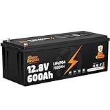 12.8V 600Ah LiFePO4 Lithium Battery – Deep Cycle 12V System Battery with Low-Temperature Protection, 200A BMS, 7680Wh Energy Storage for RV, Solar, Marine & Off-Grid
