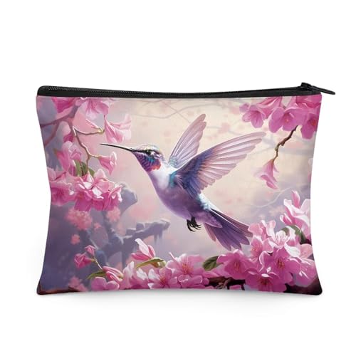 Flashideas Hummingbird Make Up Bag Cosmetic Zipper Pouch Purse Cosmetic Bag for Women Multifunctional Makeup Easy to Take Birthday Gifts for Sisters Friend