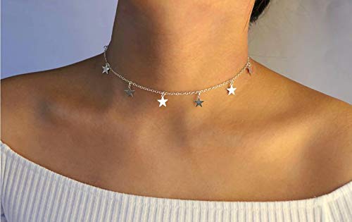 Silver Star Choker Necklace Silver Star Necklace Choker Brandy Melville Star Choker Necklace Dainty Chokers Wth Stars Silver Star Chocker #TOP4