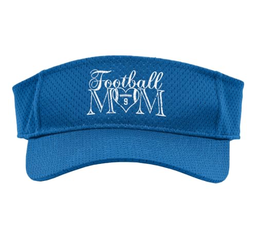 Vintage Football Mom Football Number 9 Jersey #9 Shirt Sport Sun Visor, Adult, One Size, Royal Blue
