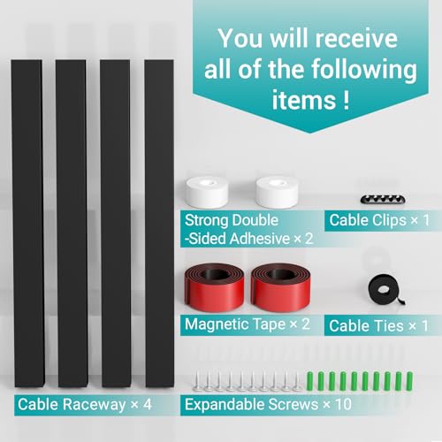 Miniatura 7 de Canaletas Cables, Canaletas Para Cables Adhesivas Magnetic, Organizador De Cables Para Ocultar Ordenador, Mesa De Juegos, Red, Tv, Cable De Alimentación 4pcs 3.5x3x40cm Negro