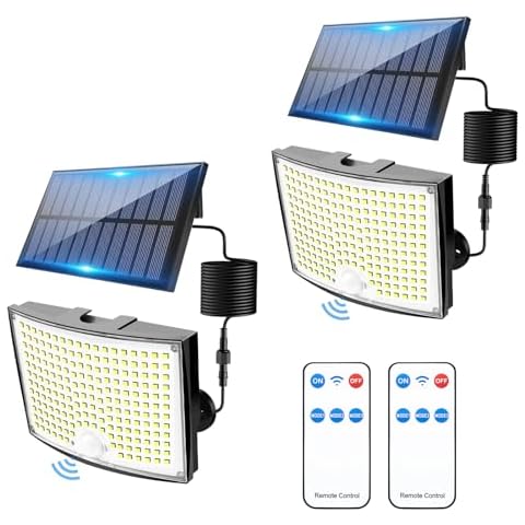 Liyade Solar Lights Outdoor with Motion Sensor, 168LED 3Modes Split Solar Outdoor Lights with Remote Control, Solar Lights Outdoor Waterproof IP65, Outdoor Solar Lights for Yard,Patio,Garden,Garage Cover