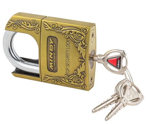 Image of Mindy 60mm Heavy-Duty Shrouded Padlock for Warehouse & Outdoor Security - Zinc Alloy Lock Body With Hardened Stainless Steel Shackle, 3 Keys, Weatherproof