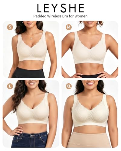 Image of Wireless Support Bra Full Coverage Padded Push Up Anti Sagging Comfortable Seamless Lace Bras No Underwire