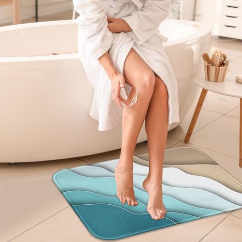 Britimes Bath Mats For Bathroom,Bathroom Mats Rugs No Silp,Abstract Beach Washable Cover Floor Rug Carpets Floor Mat Bathroom Decorations 16X24 Inches For Kitchen Bedroom Indoor thumb #4