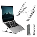 SUPRBIRD Support Ordinateur Portable, Support PC Portable Pliable à Surélever 7 Angles Réglable, Antidérapant en Aluminium Ventilé Stand Compatible avec Laptop 6-18' Tablet (Argent)