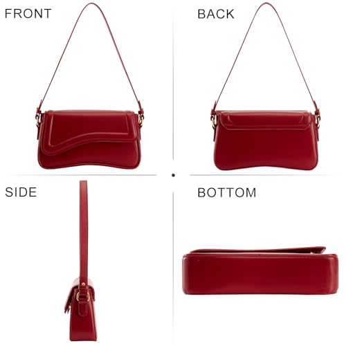 Shoulder Bag for Women Purse Leather Hobo Handbags Clutch Saddle Bags Trendy Underarm Bag with 2 Removable Strap4