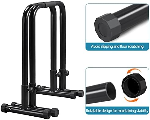 Yaheetech Dip Bars Station Pull Up Bars Heavy Duty Steel Dip Station 227Kg/500lbs Weight Capacity Adjustable Height Stands for Home Gym Fitness Workout