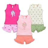 LuvLap Baby Girls 100% Cotton Sleeveless Girls Top &amp; Shorts Sets Pack Of 3, Pink Rose, Off White &amp; Rani, XL (12 to 18 Months) Amazon Deal
