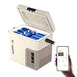 【防災認定】【急速冷凍＆バッテリー内蔵可能】BougeRV ポータブル冷蔵庫 小型 18L -20℃～20℃ 冷凍冷蔵対応 軽量 静音 省エネ 大型ハンドル付き アプリ操作可 4WAY電源対応（AC100V/DC12V/24V/電池） LED温度表示 車中泊 キャンプ アウトドア 保冷ボックス CRH