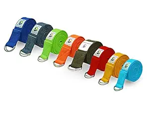 Marine Pearl 8ft Set of 8 Heavy Duty Yoga Strap - Many Stylish Colors, Best for Daily Stretchng, Yoga Pilates, Physical Therapy, Fitness(Multi)