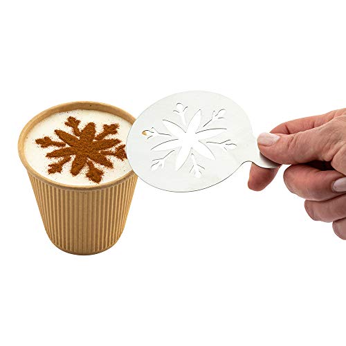 Restaurantware Restpresso 4.35 Inch Latte Stencil 1 Snowflake Coffee Stencil - Winter Coffee Art Template Decorate Cupcakes Cakes or Cookies Stainless Steel Cappuccino Stencil Heat-Resistant