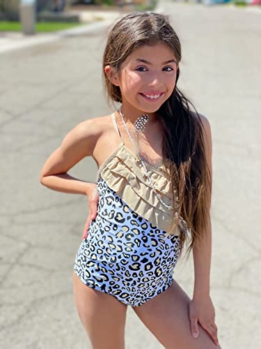 Idgreatim Little Girls Leopard Swimwear Summer Sling One Piece Swimsuit With Adjustable Shoulder Straps Bathing Suit For Daughter Niece 6-7 Years #TOP1