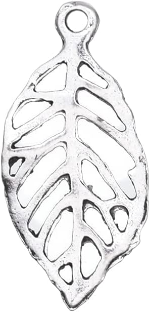 VIDRIO Pack of 80 Hollow Leaves Charms Pendants Silver Craft Supplies for Jewelry Making Tibetan Accessories for Bracelets Necklace DIY