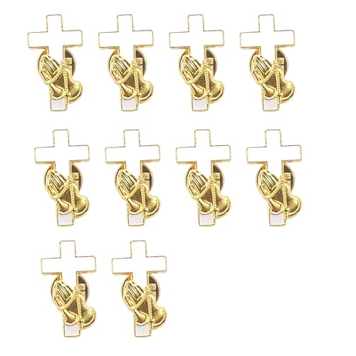 10Pcs Religious Crossed Alloy Brooch Religious Inspirational Brooch Lapel Pin For Clothing Decoration Themed Event Jewelry