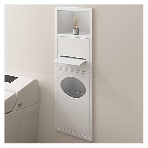 Waterproof Stainless Steel Wall Mounted Shower Caddy with Bin Recessed Wall Storage for Bathroom Essentials