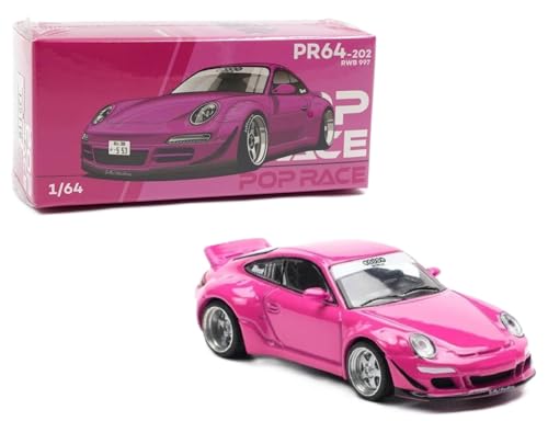 1:64 Diecast Collectibles Model Car Compatible with Porsche 911 Carrera RWB 997 Pink Limited Edition by Pop Race PR640202