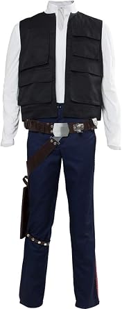 Mens Cosplay Costume White Shirt Side Red Striped Pants Multi Pocket Vest Captain Outfit Full Set
