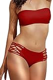 Upopby Women's Hipster Swimsuit Bottoms for Women Brazilian Cut Bathing Suit Bottoms Cheeky Boyshort Bikini Bottom Red M
