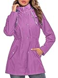 Kikibell Lightweight Raincoat for Women with Hood Windbreaker Waterproof Women's Active Wind & Rain Outerwear Light Purple S