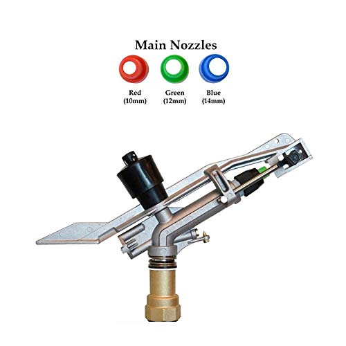 RIEGOPRO Cañón de Riego RP28X | 1¼" Hembra | Circular | Alcance 18m - 26m | Juego de Toberas Incluido | Uso Agrícola y Deportivo