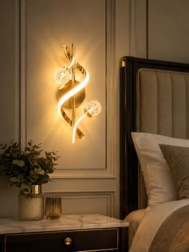 Image of FILLISKA Luxurious LED Wall Lamp for Home with Adjustable Colour Changing Function (1 Year Warranty)(French Gold-5054)