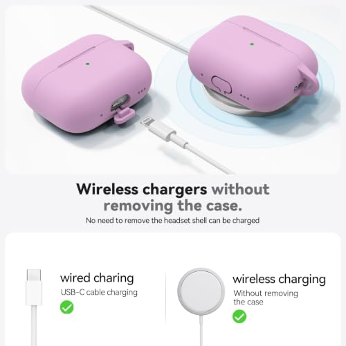 Image of Ljusmicker for AirPods Pro 3 Case 2025 with Cleaner Kit,Soft Silicone Protective Cover for Apple AirPods Pro 3rd Generation Cases for Women Men,for AirPod Pro 3 Cover with Keychain-Light Lilac