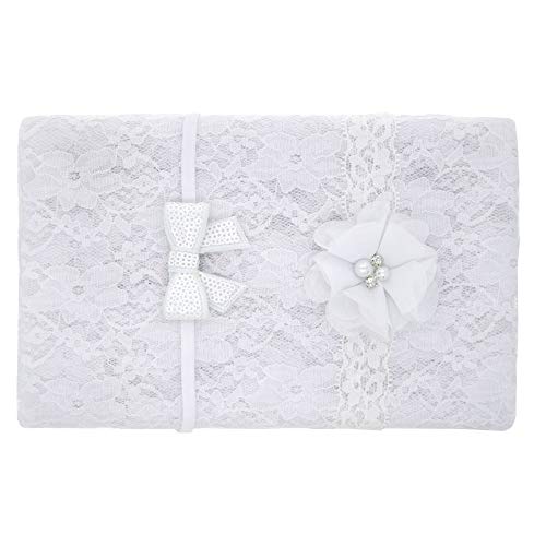 Lddcx Newborn Baby Lace Wrap Blanket And 2 Pcs Beads Headband.baby Photography Props (T1) (White) #TOP6