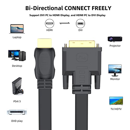 Hdmi To Dvi Cable 5Pack, 6 Feet Bi-Directional Gold Plated Dvi To Hdmi Adapter Cord, Full 1080P High Speed Hdmi Male To Dvi-D Male Monitor Cable, Support Hdtv, Computer Desktop Projector Ps3 Ps4 Etc #TOP6