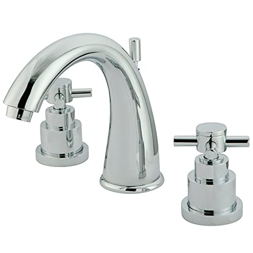 New Product Kingston Brass KS2961EX Elinvar Widespread Bathroom Faucet with Brass Pop-Up Drain, 5-1/2", Polished Chrome