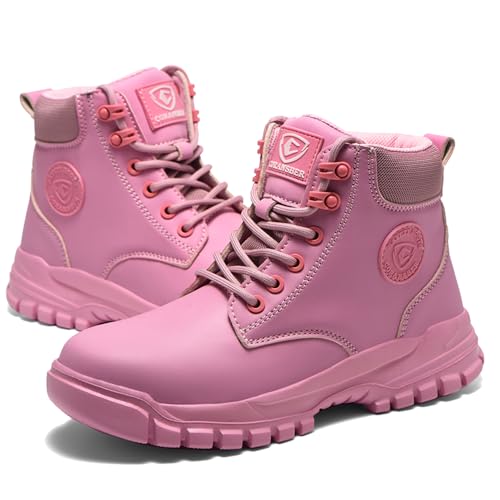 CORANSBER Women's Steel Toe Boots Waterproof Lightweight Safety Work Shoes